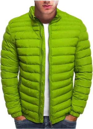 Mens Lightweight Packable Hooded Jacket 2024 Winter Jackets for Running Travel Full Zip Warm Insulated Thermal Coat