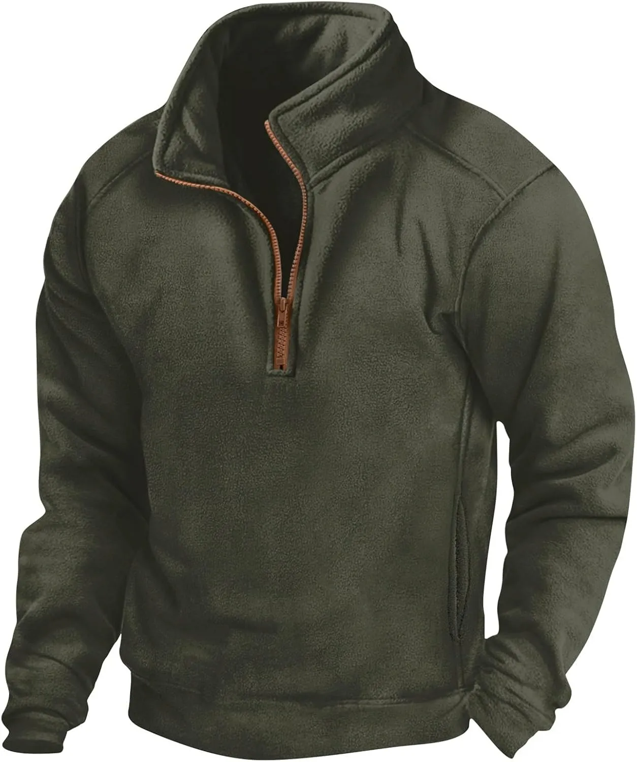 Men's Outdoor Casual Stand Cashmere 1/4 Zip Long Sleeve Sweatshirts Casual Long Sleeve Slim Fit Pullover Sweater