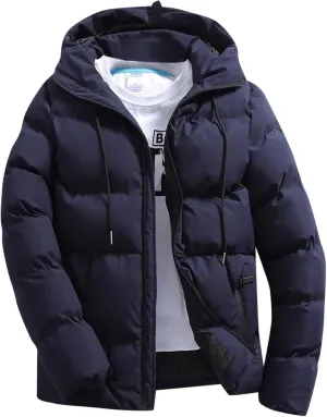 Men's Puffer Jacket Short Windproof Down Jacket Lightweight Winter Warm Travel Slim Fit Puffer Coat with Pockets