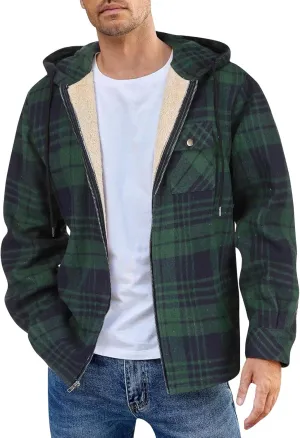Mens Sherpa Hoodie Zip Up Fleece Thermal Hooded Heavyweight Warm Thick Hoodies