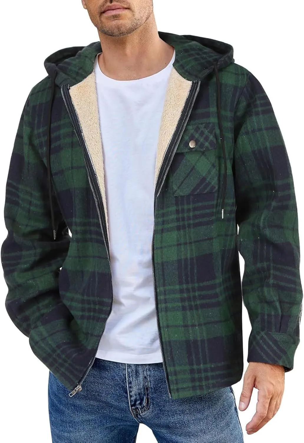 Mens Sherpa Hoodie Zip Up Fleece Thermal Hooded Heavyweight Warm Thick Hoodies