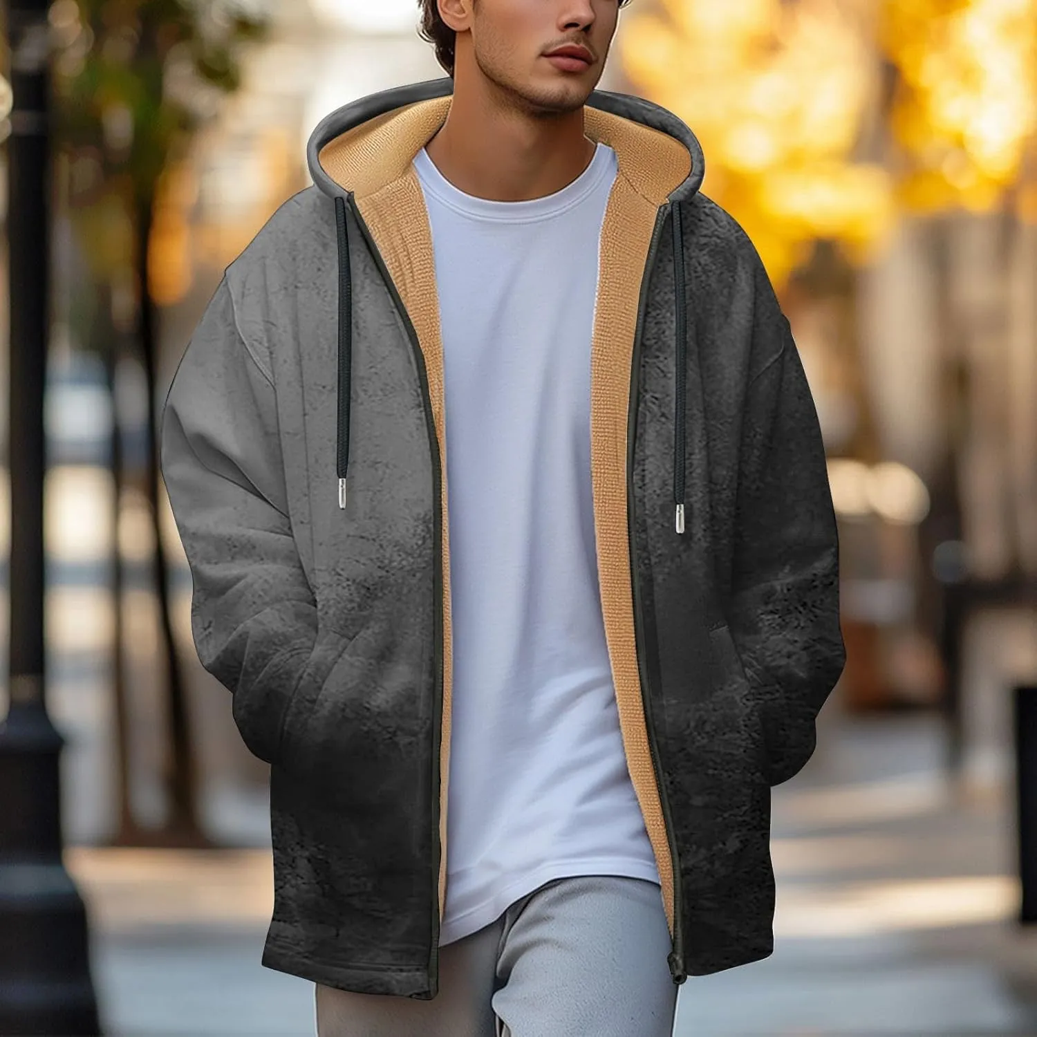 Mens Sherpa Lined Hoodie Full-Zip Thermal Fleece Sweatshirt Casual Heavyweight Winter Hoodies