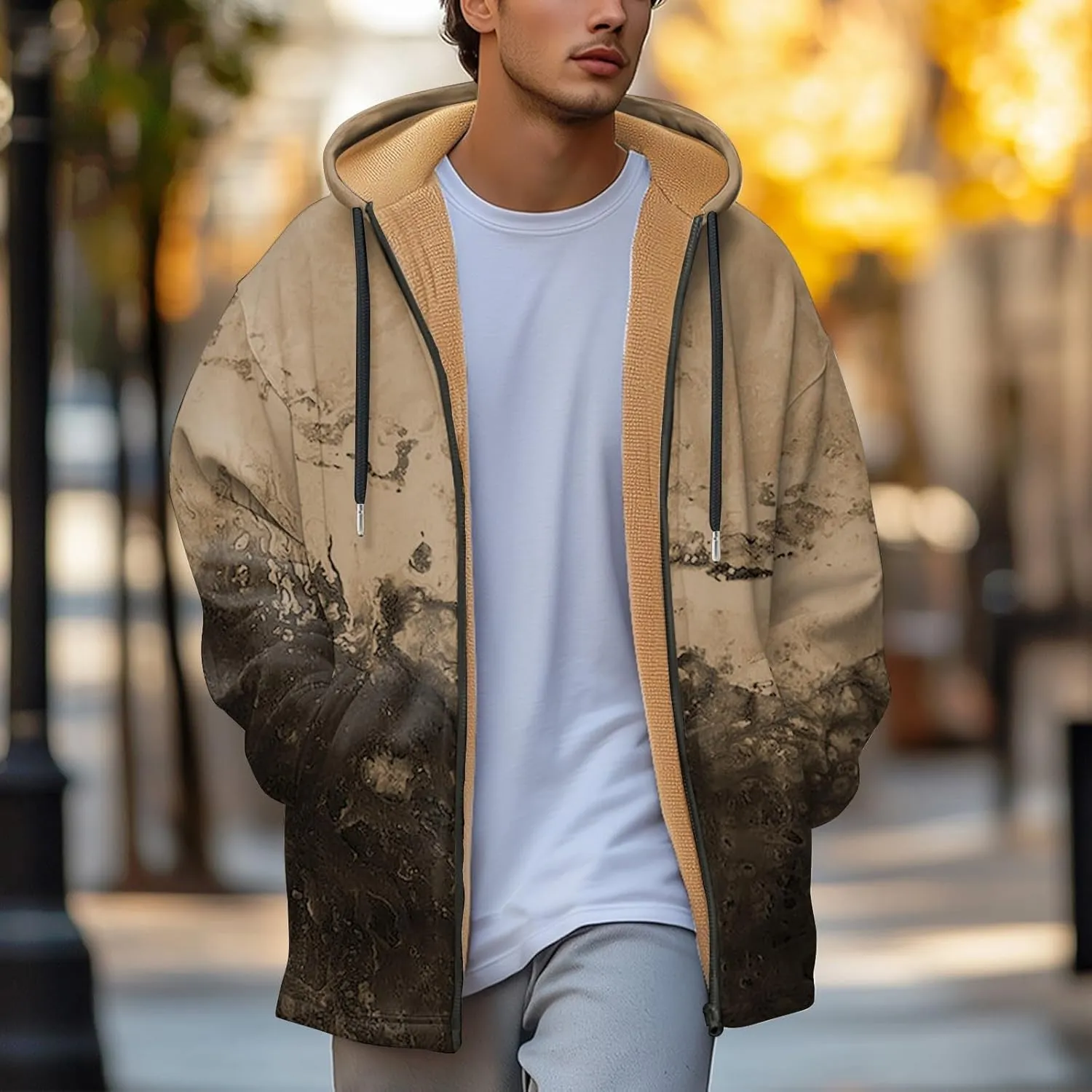 Mens Sherpa Lined Hoodie Full-Zip Thermal Fleece Sweatshirt Casual Heavyweight Winter Hoodies