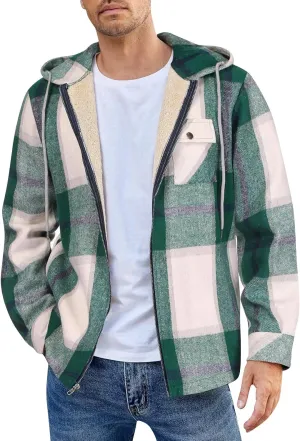 Mens Sherpa Lined Hoodie Full-Zip Thick Casual Sweatshirt Fleece Warm Thermal Hoodies
