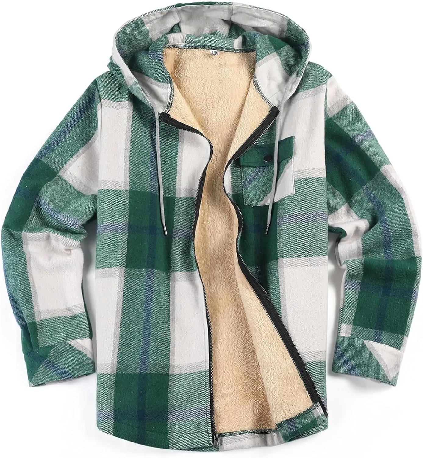 Mens Sherpa Lined Hoodie Full-Zip Thick Casual Sweatshirt Fleece Warm Thermal Hoodies