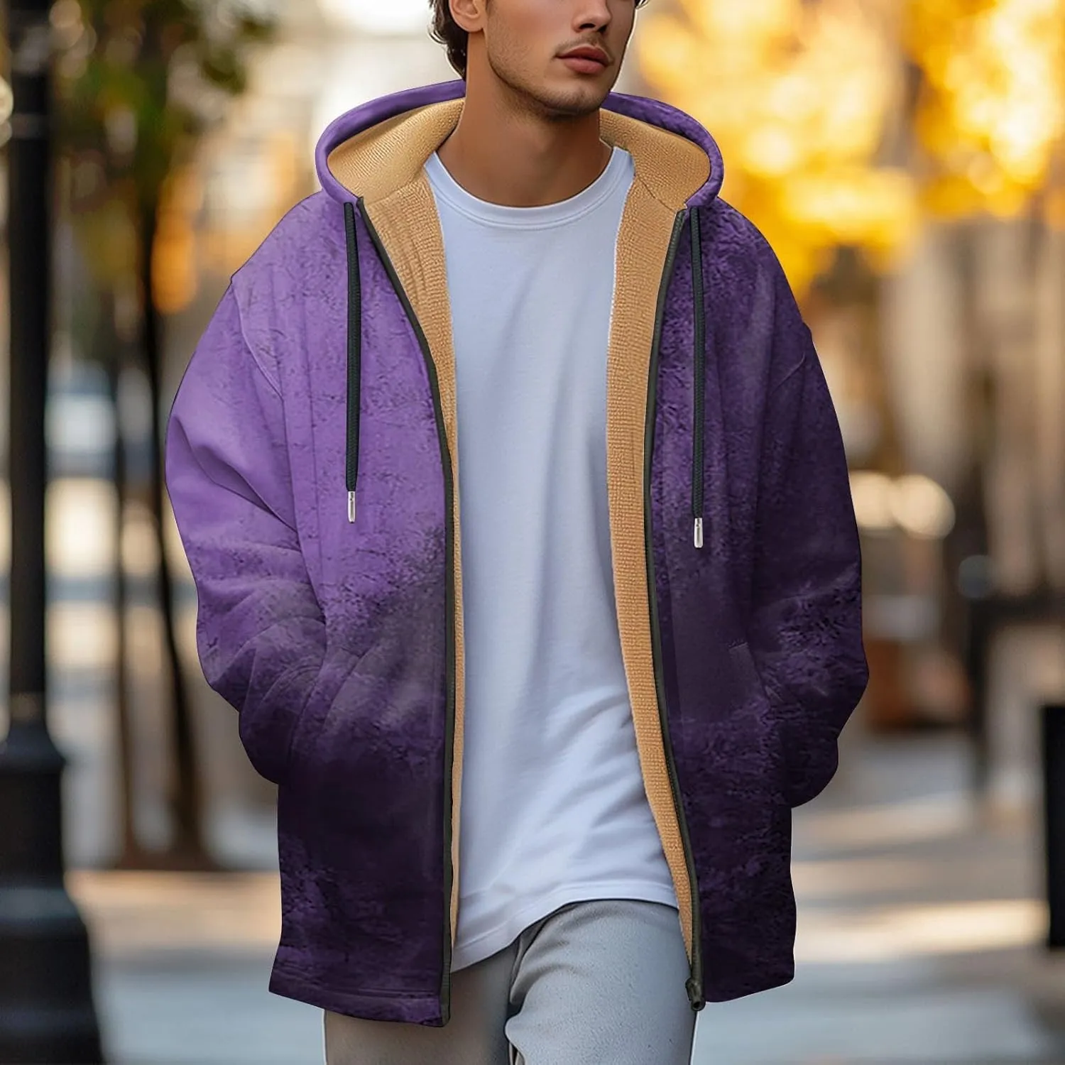 Mens Sherpa Lined Hoodie Zip Up Warm Winter Hoodies Fleece Heavyweight Casual Hooded