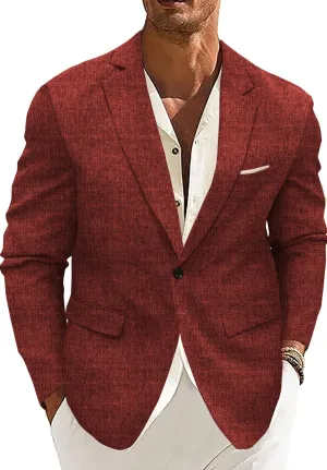 Mens Sport Coats and Blazers Slim Fit Casual Lightweight Blazer Jacket One Button Slim Fit Suits Red