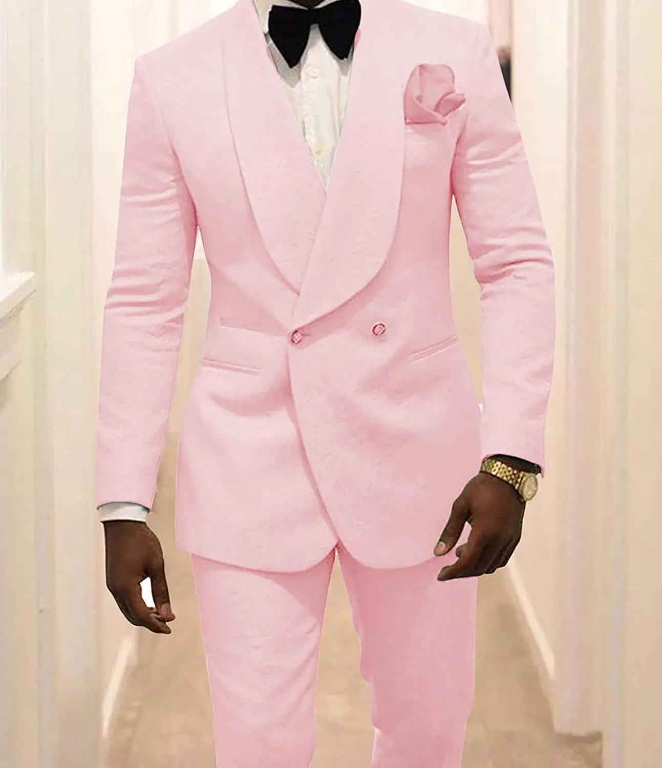 Men's Suit 2 Pieces Slim Fit Jacquard Suits Double-Breasted Blazer Groom Tuxedos Prom Turquoise Suits