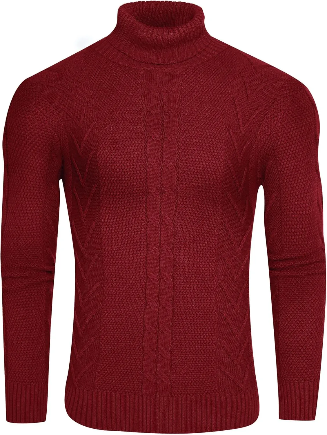 Men's Turtneck Pullover Sweaters Cable Knit Casual Pullover Sweater