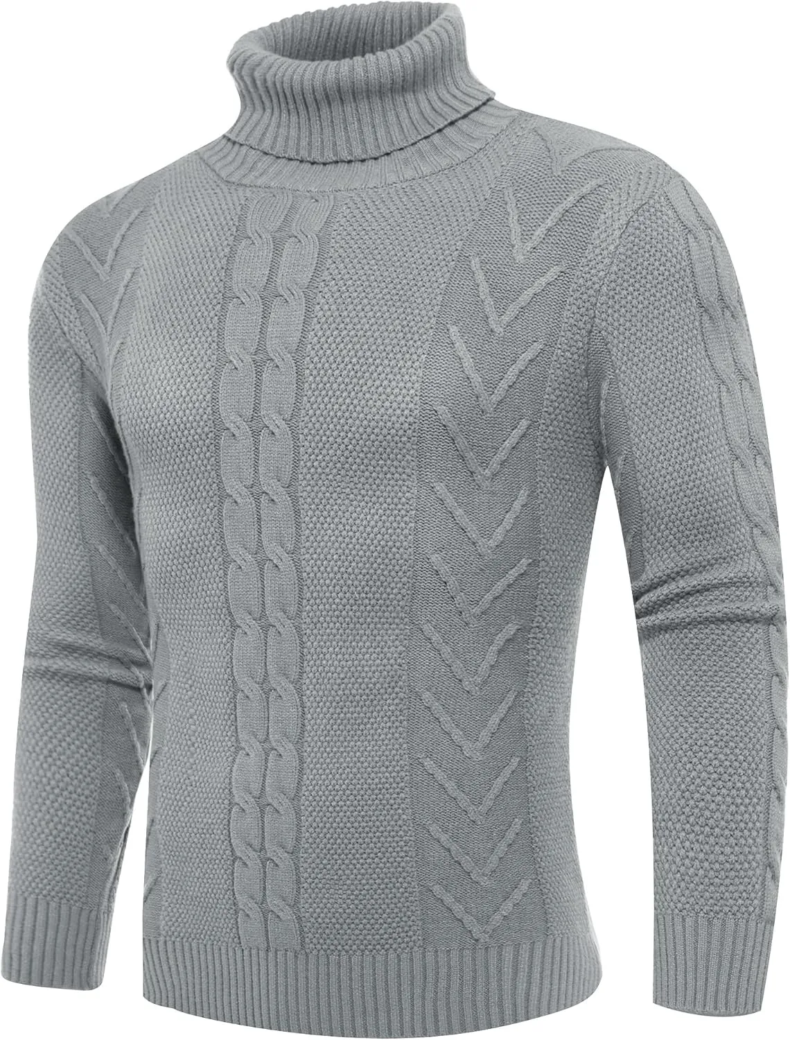Men's Turtneck Pullover Sweaters Cable Knit Casual Pullover Sweater