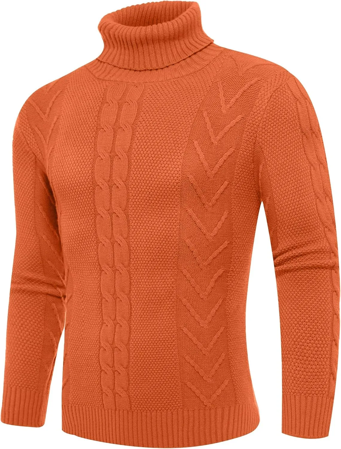 Men's Turtneck Pullover Sweaters Cable Knit Casual Pullover Sweater