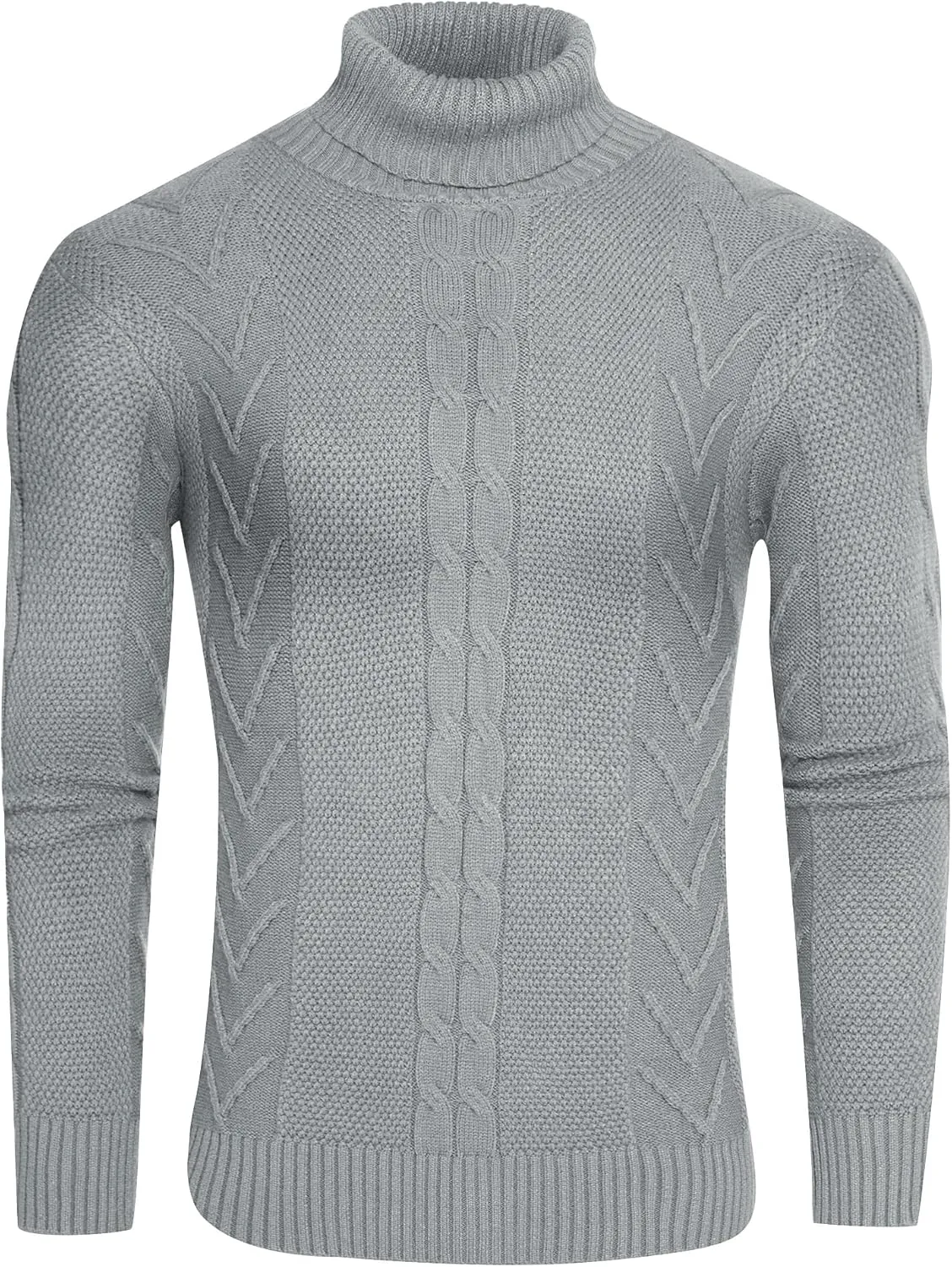 Men's Turtneck Pullover Sweaters Cable Knit Casual Pullover Sweater