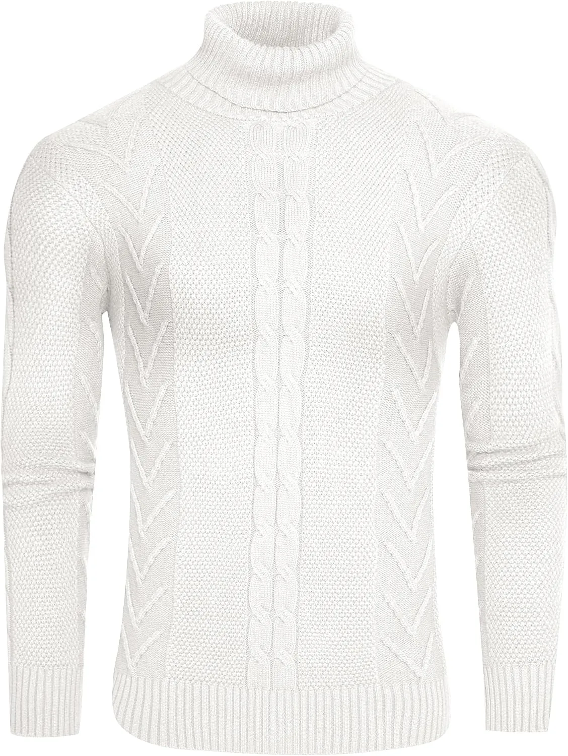 Men's Turtneck Pullover Sweaters Cable Knit Casual Pullover Sweater