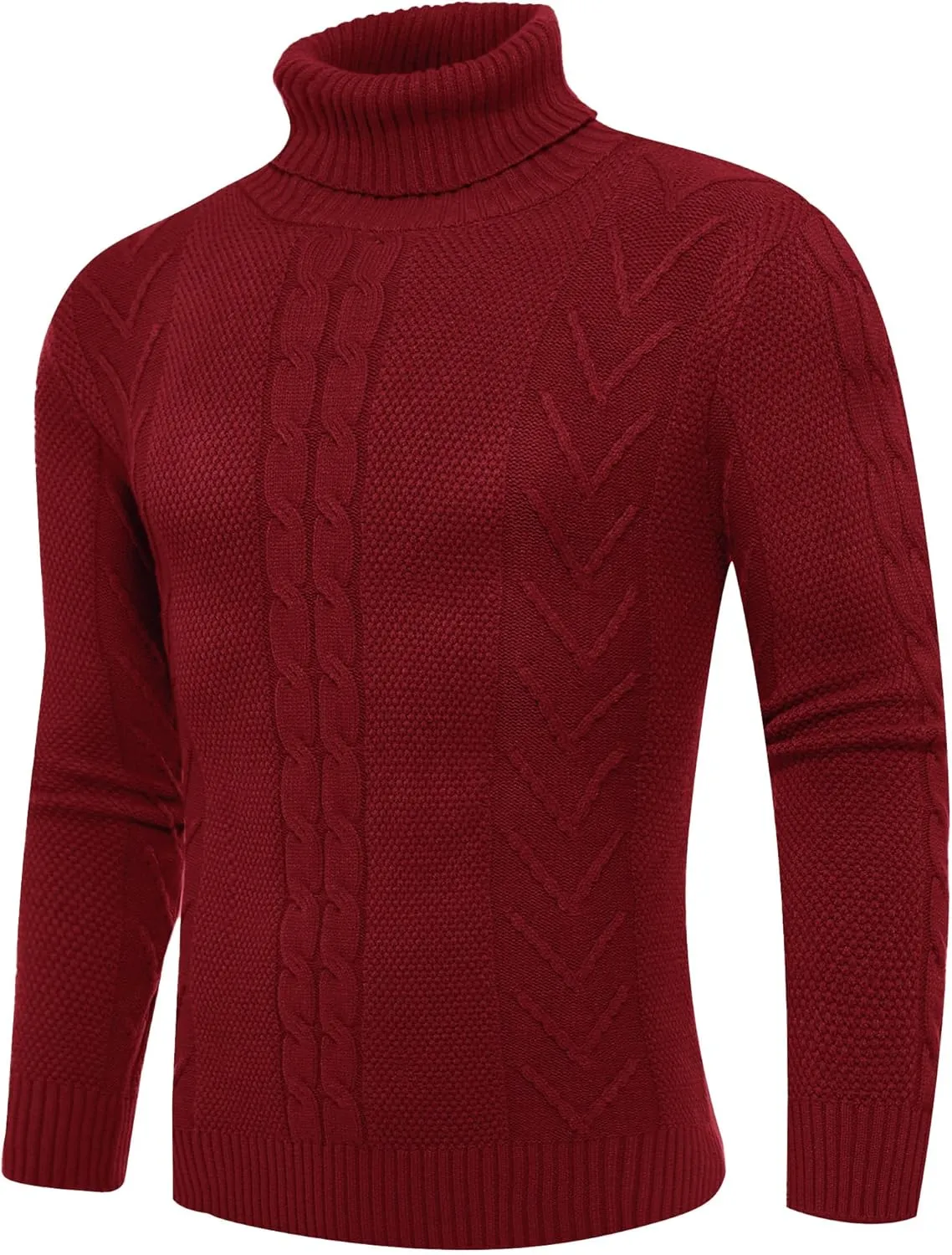 Men's Turtneck Pullover Sweaters Cable Knit Casual Pullover Sweater