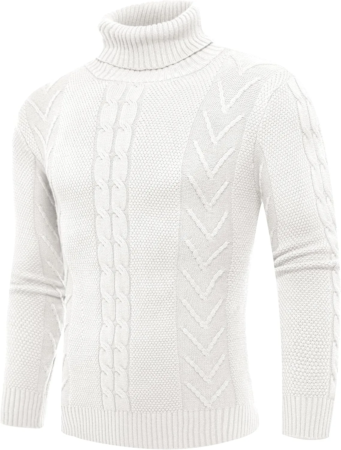 Men's Turtneck Pullover Sweaters Cable Knit Casual Pullover Sweater