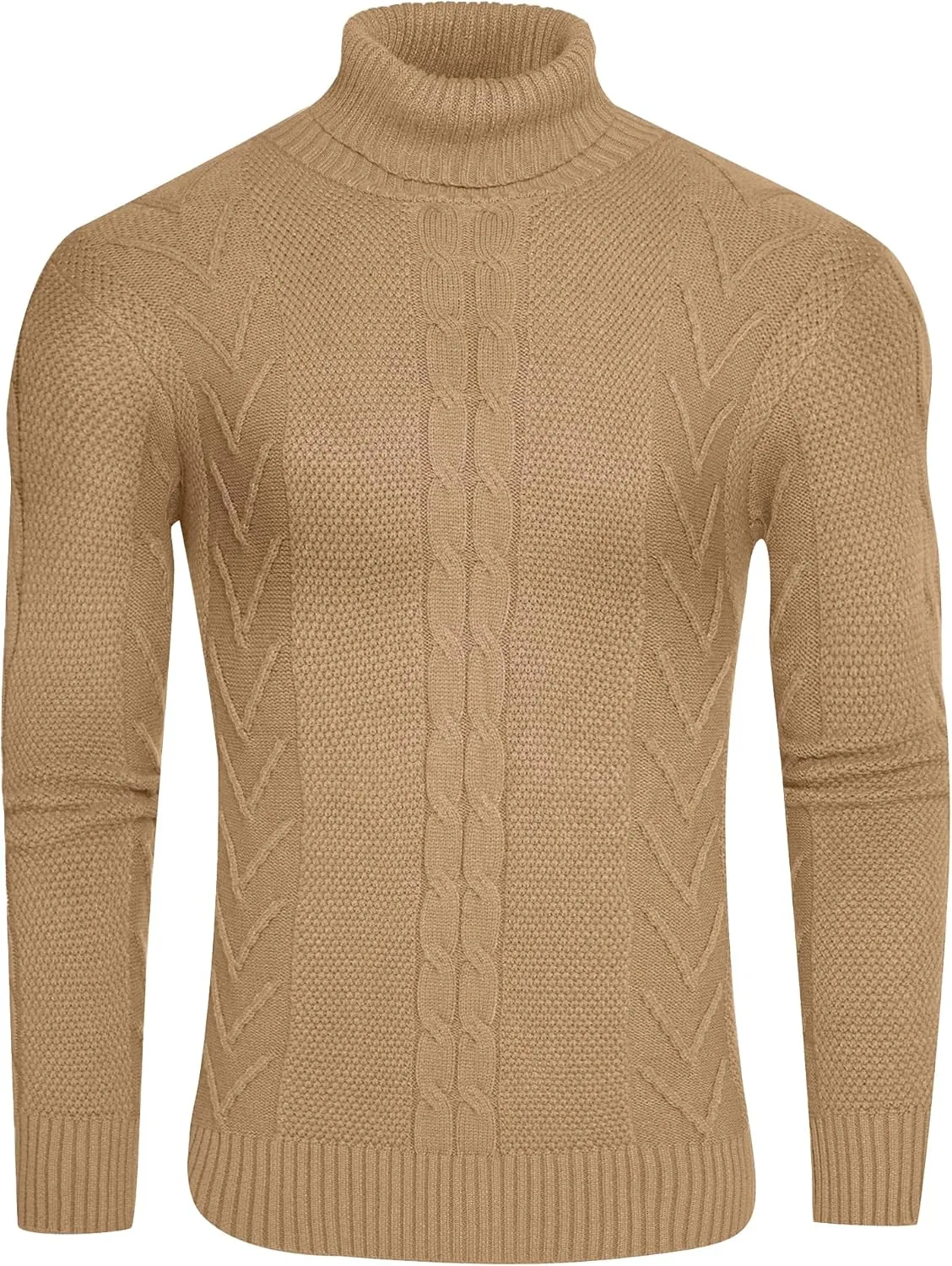 Men's Turtneck Pullover Sweaters Cable Knit Casual Pullover Sweater