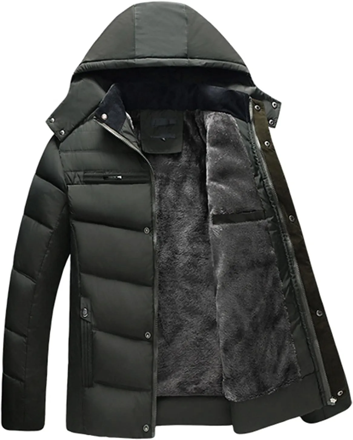 Men's Winter Puffer Jacket Hooded Quilted Thicken Down Coat Warm Insulated Parka Outwear Padded Packable Puffer Coats