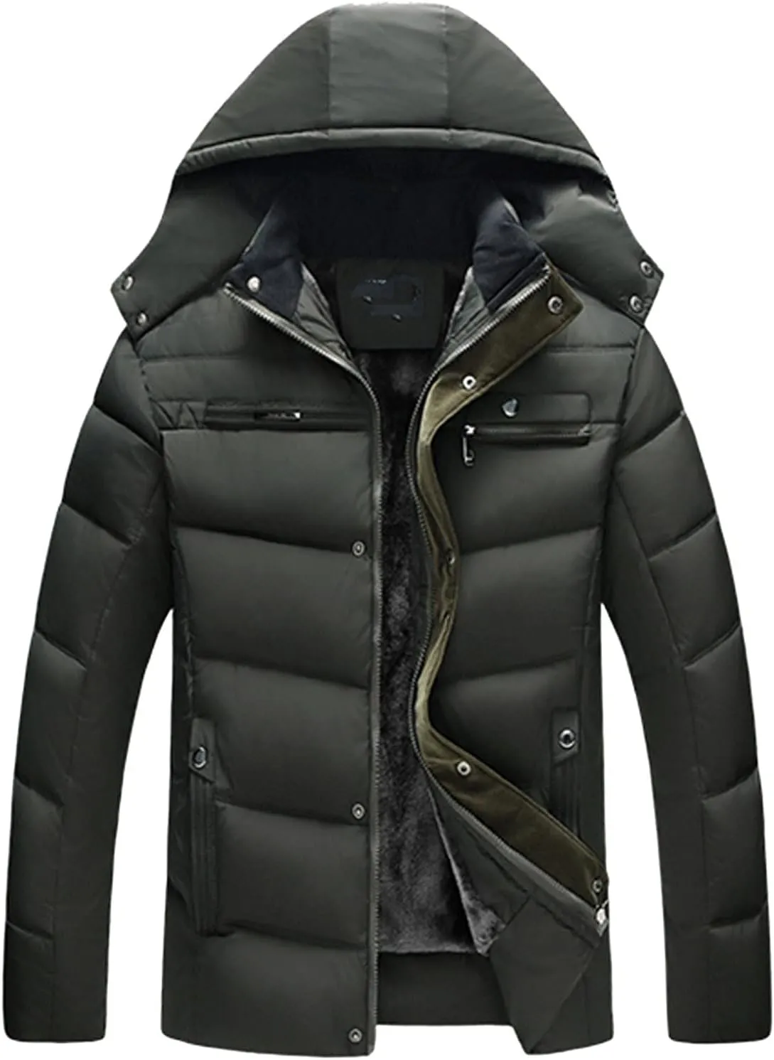 Men's Winter Puffer Jacket Hooded Quilted Thicken Down Coat Warm Insulated Parka Outwear Padded Packable Puffer Coats