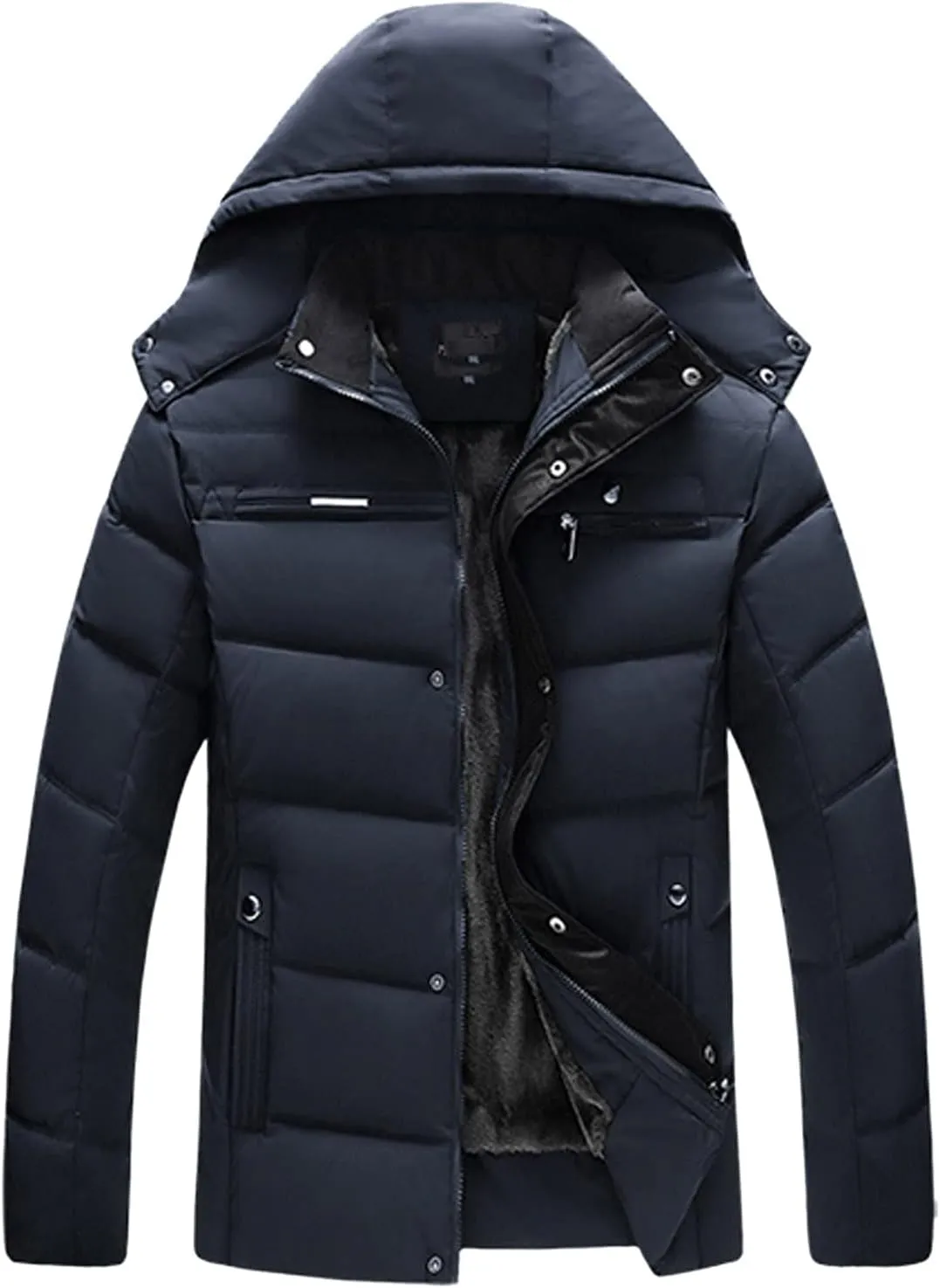 Men's Winter Puffer Jacket Hooded Quilted Thicken Down Coat Warm Insulated Parka Outwear Padded Packable Puffer Coats