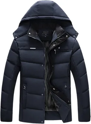 Men's Winter Puffer Jacket Hooded Quilted Thicken Down Coat Warm Insulated Parka Outwear Padded Packable Puffer Coats