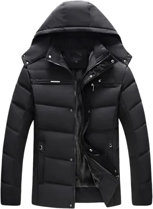 Men's Winter Puffer Jacket Hooded Quilted Thicken Down Coat Warm Insulated Parka Outwear Padded Packable Puffer Coats