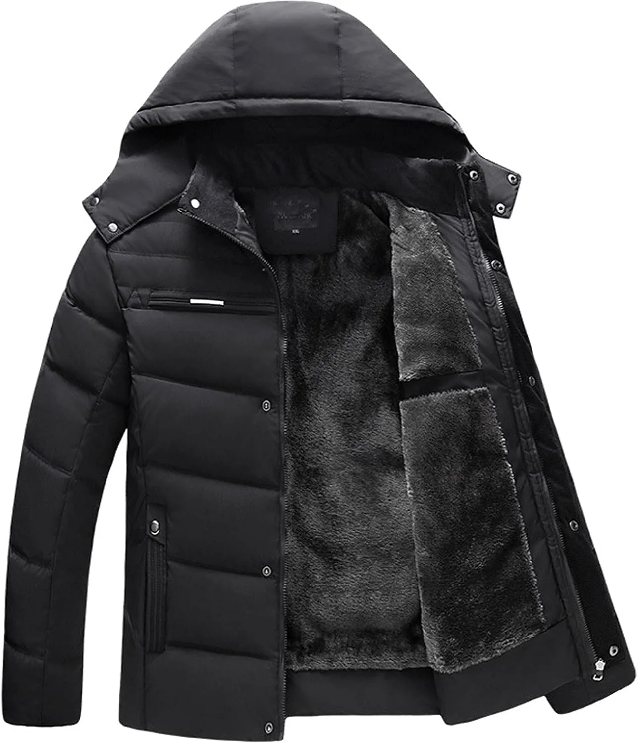 Men's Winter Puffer Jacket Hooded Quilted Thicken Down Coat Warm Insulated Parka Outwear Padded Packable Puffer Coats