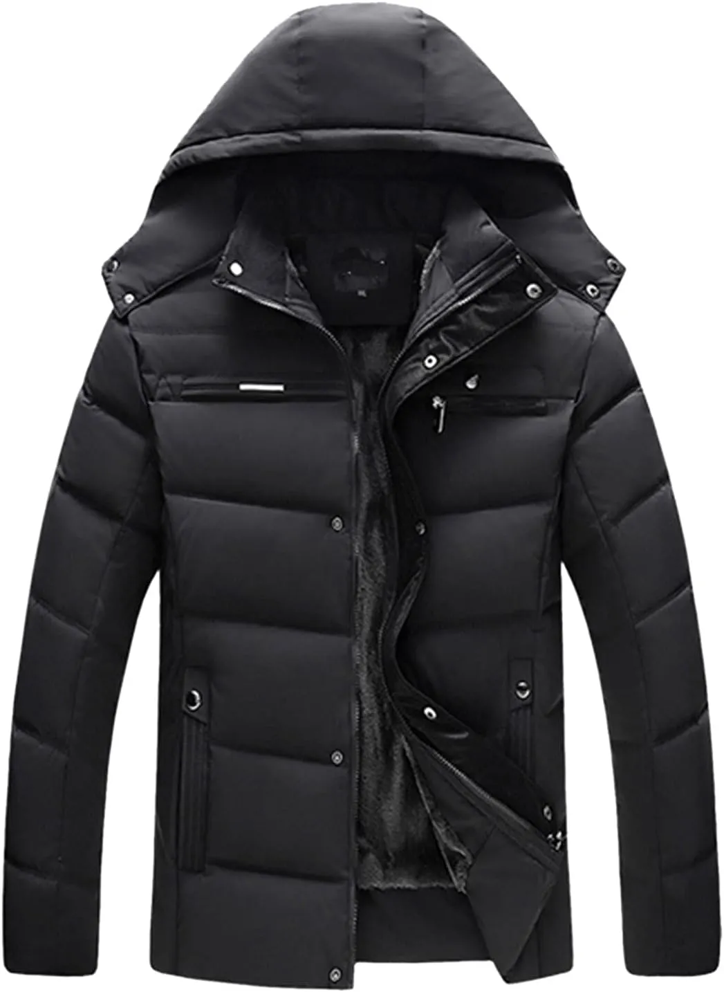 Men's Winter Puffer Jacket Hooded Quilted Thicken Down Coat Warm Insulated Parka Outwear Padded Packable Puffer Coats