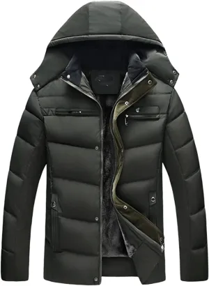 Men's Winter Puffer Jacket Hooded Quilted Thicken Down Coat Warm Insulated Parka Outwear Padded Packable Puffer Coats