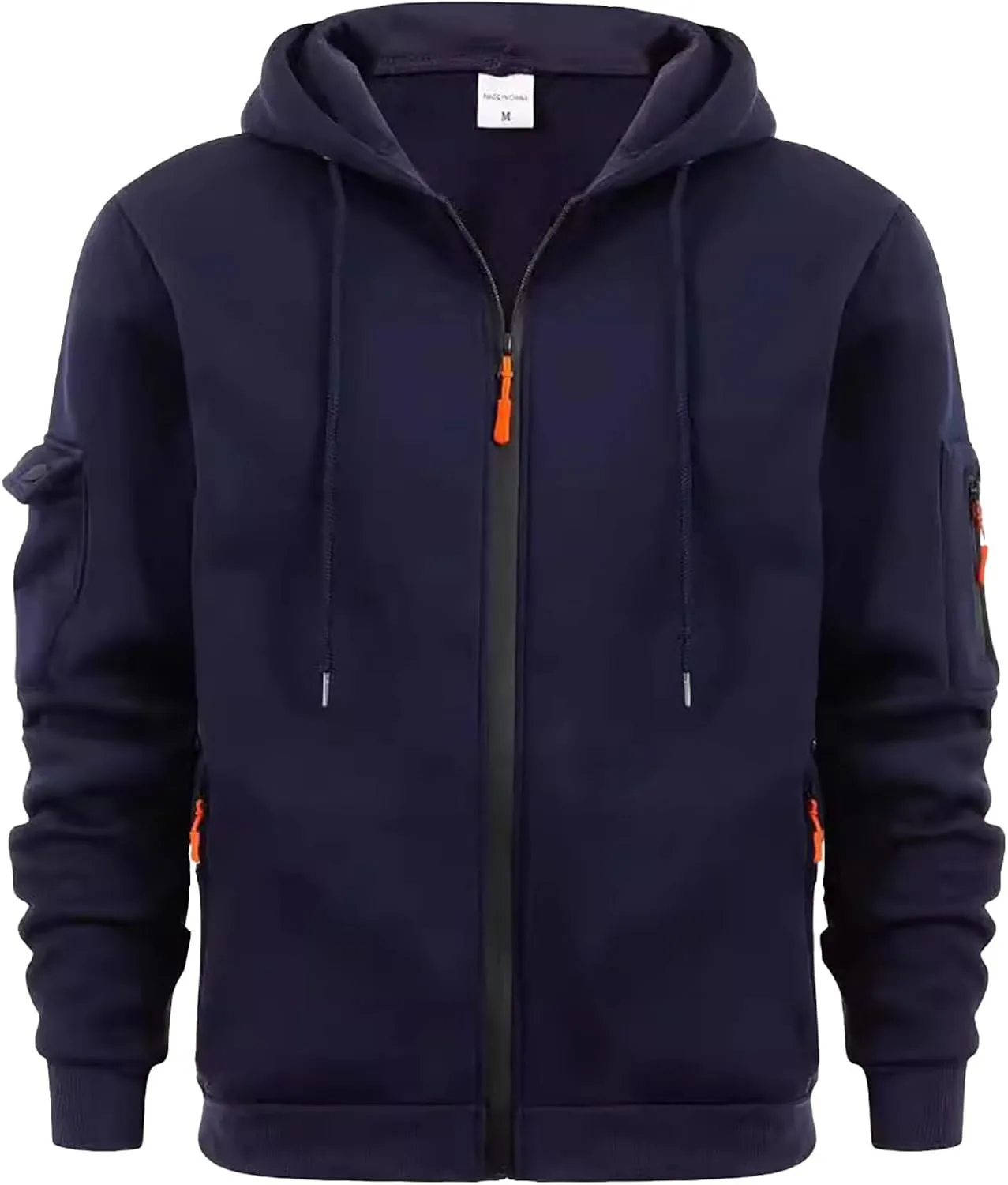 Mens Zipper Hoodies Fleece Plus Size Oversized Casual Warm Open Front Fall Jacket Big and Tall Drawstring Zip Up Sweatshirt