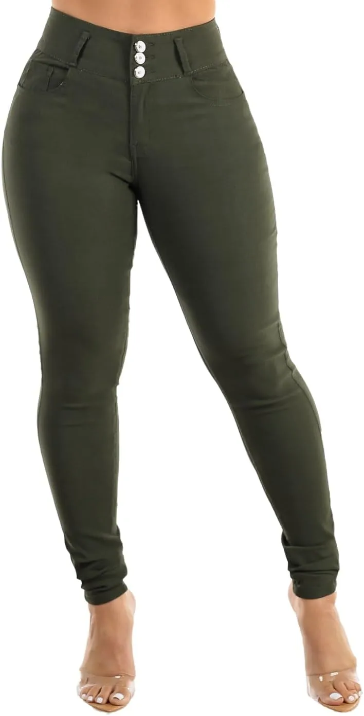 Moda Xpress Womens Juniors High Waisted Butt Lifting Navy Skinny Pants - Levantacola High Rise Pants