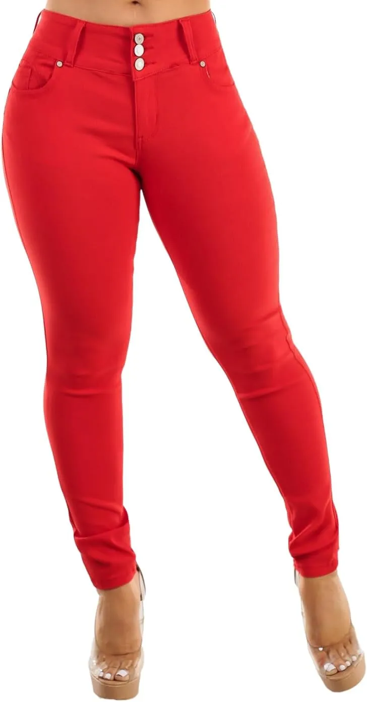 Moda Xpress Womens Juniors High Waisted Butt Lifting Navy Skinny Pants - Levantacola High Rise Pants