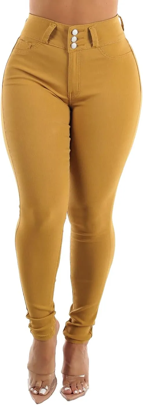 Moda Xpress Womens Juniors High Waisted Butt Lifting Navy Skinny Pants - Levantacola High Rise Pants