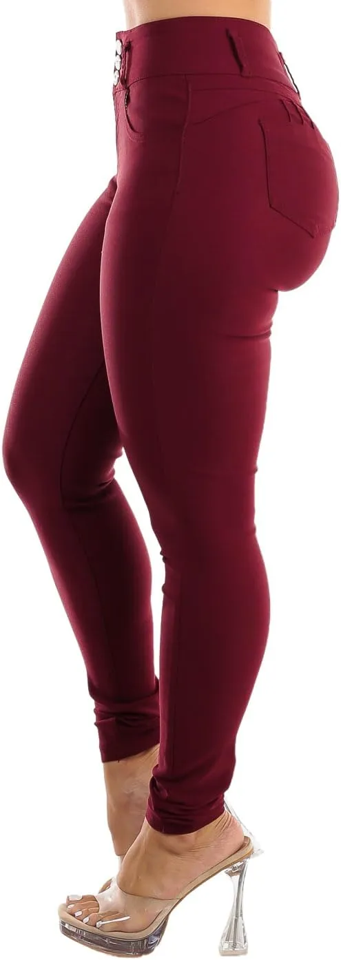 Moda Xpress Womens Juniors High Waisted Butt Lifting Navy Skinny Pants - Levantacola High Rise Pants