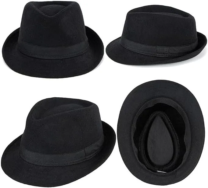 Mrlahat Unisex Classic Trilby Fedora Casual Manhattan Short Brim Structured Gangster Panama Felt Hat