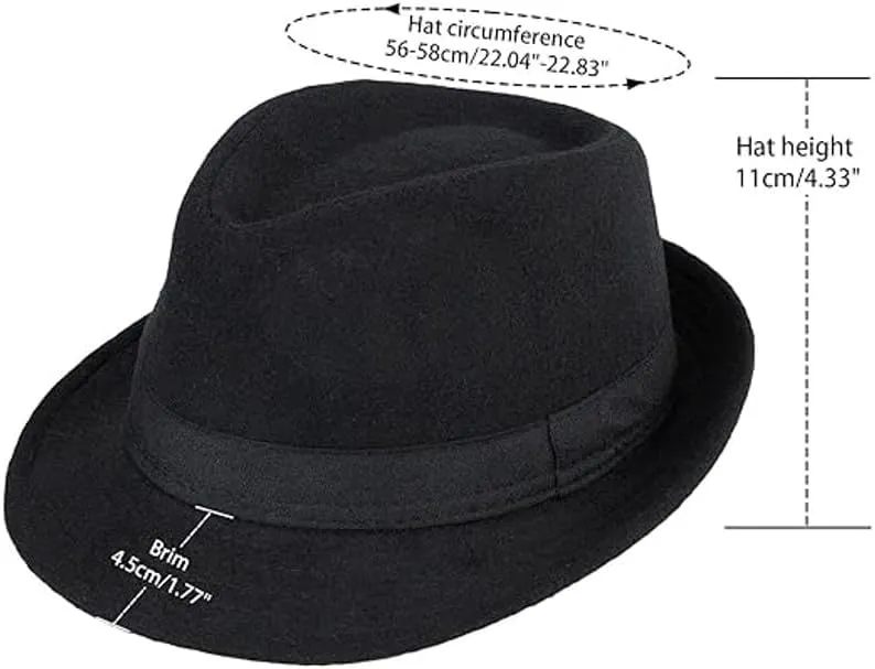 Mrlahat Unisex Classic Trilby Fedora Casual Manhattan Short Brim Structured Gangster Panama Felt Hat
