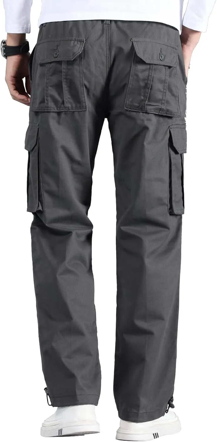 Mylldey Mens Cargo Pants Classic Fit Pants Cotton Mens Work Pants Casual Elastic Waist Men Pants 6 Pcckets