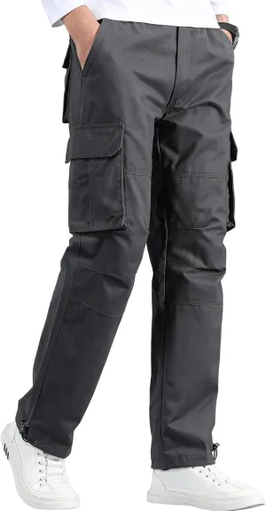 Mylldey Mens Cargo Pants Classic Fit Pants Cotton Mens Work Pants Casual Elastic Waist Men Pants 6 Pcckets