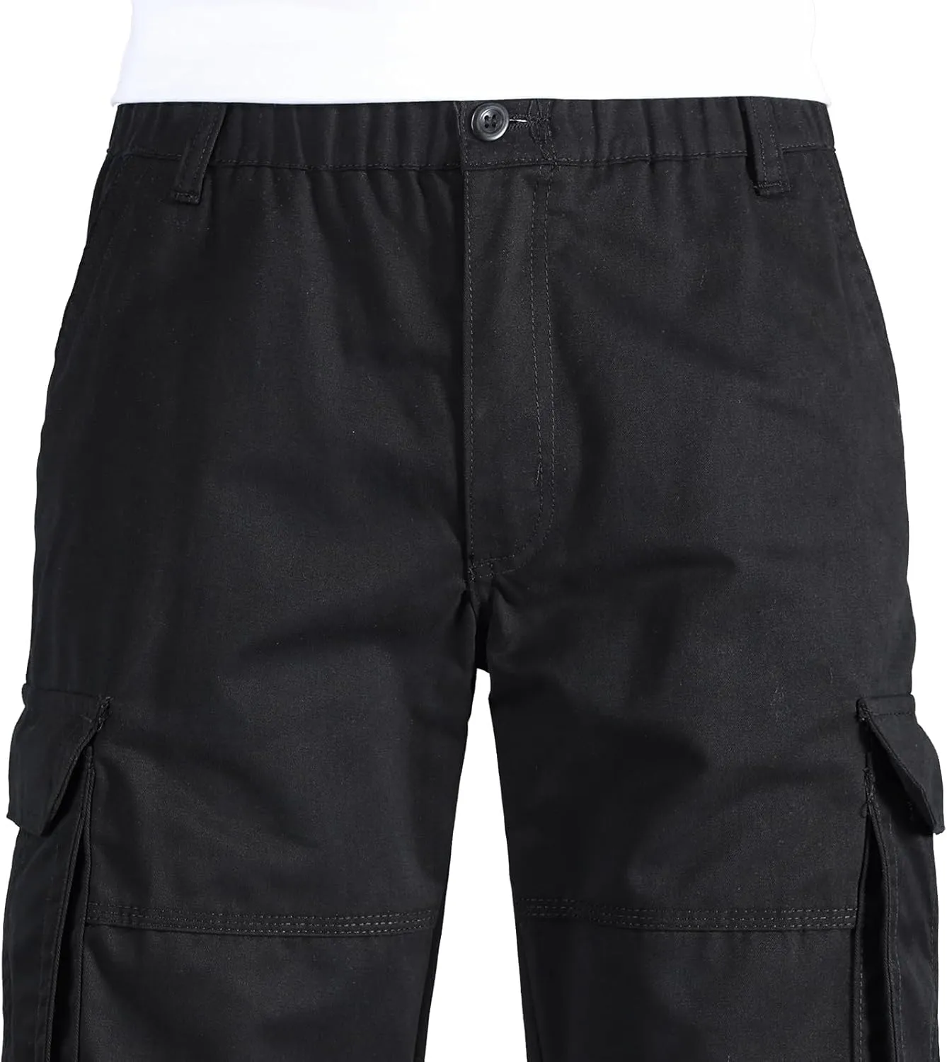 Mylldey Mens Cargo Pants Classic Fit Pants Cotton Mens Work Pants Casual Elastic Waist Men Pants 6 Pcckets