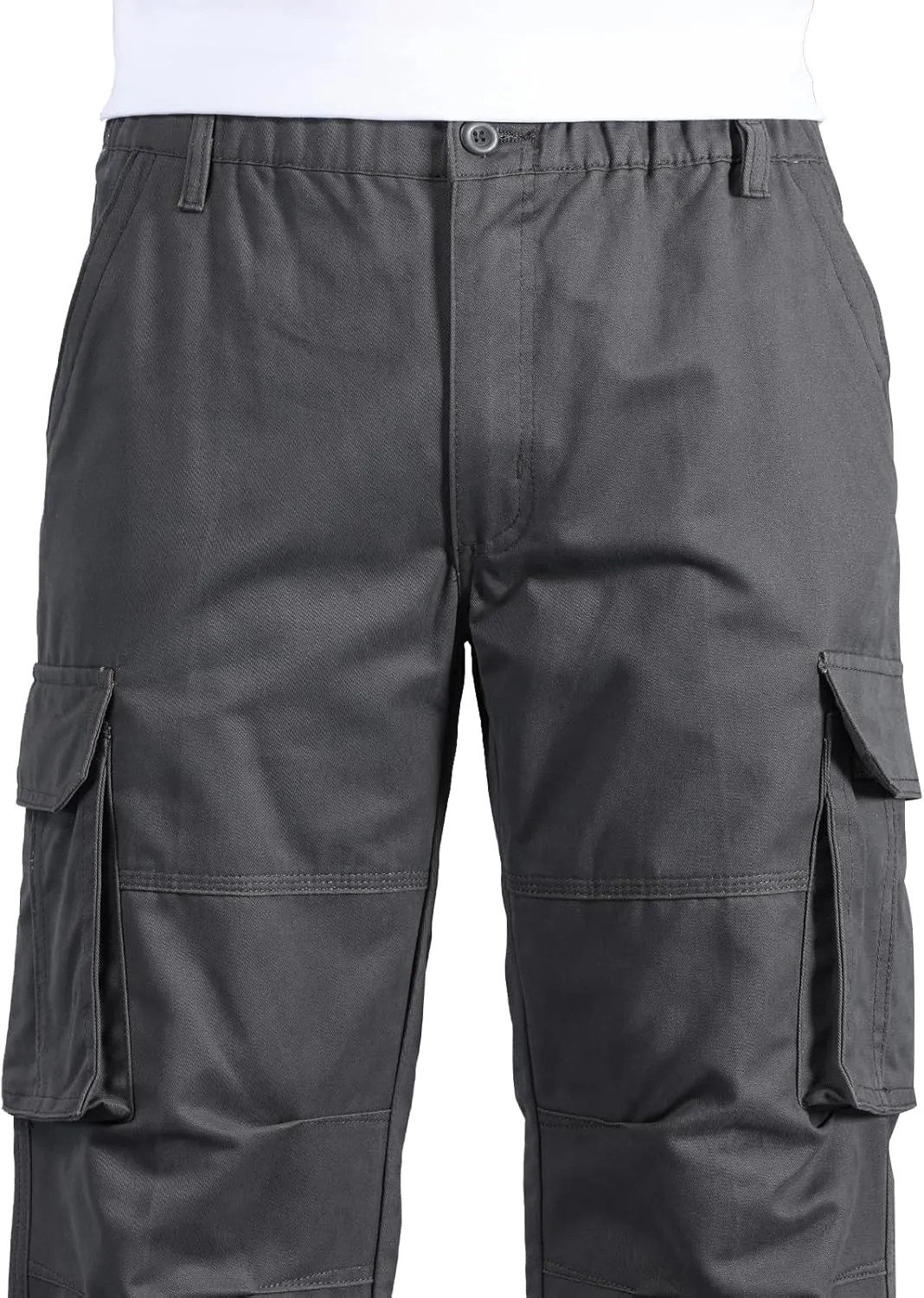 Mylldey Mens Cargo Pants Classic Fit Pants Cotton Mens Work Pants Casual Elastic Waist Men Pants 6 Pcckets