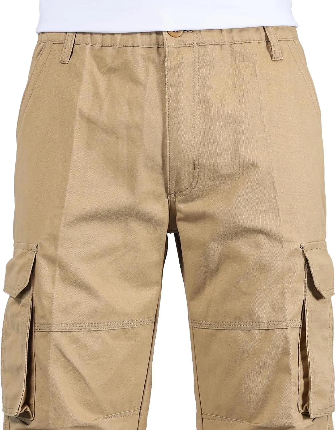 Mylldey Mens Cargo Pants Classic Fit Pants Cotton Mens Work Pants Casual Elastic Waist Men Pants 6 Pcckets