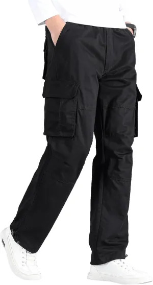 Mylldey Mens Cargo Pants Classic Fit Pants Cotton Mens Work Pants Casual Elastic Waist Men Pants 6 Pcckets