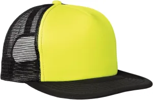 Neon Color Flat Bill Adjustable Snapback Mesh Trucker Cap
