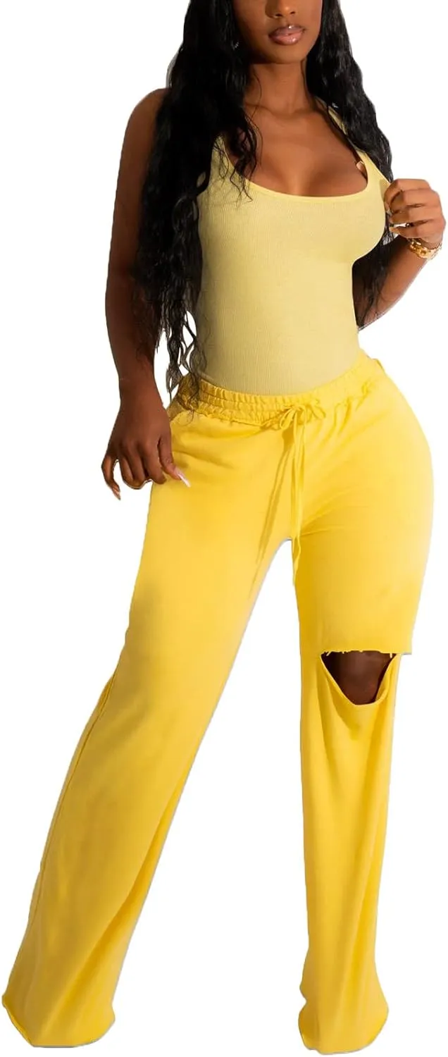 Nimsruc Two Piece Outfits For Women Casual Sleeveless Sweat Suits