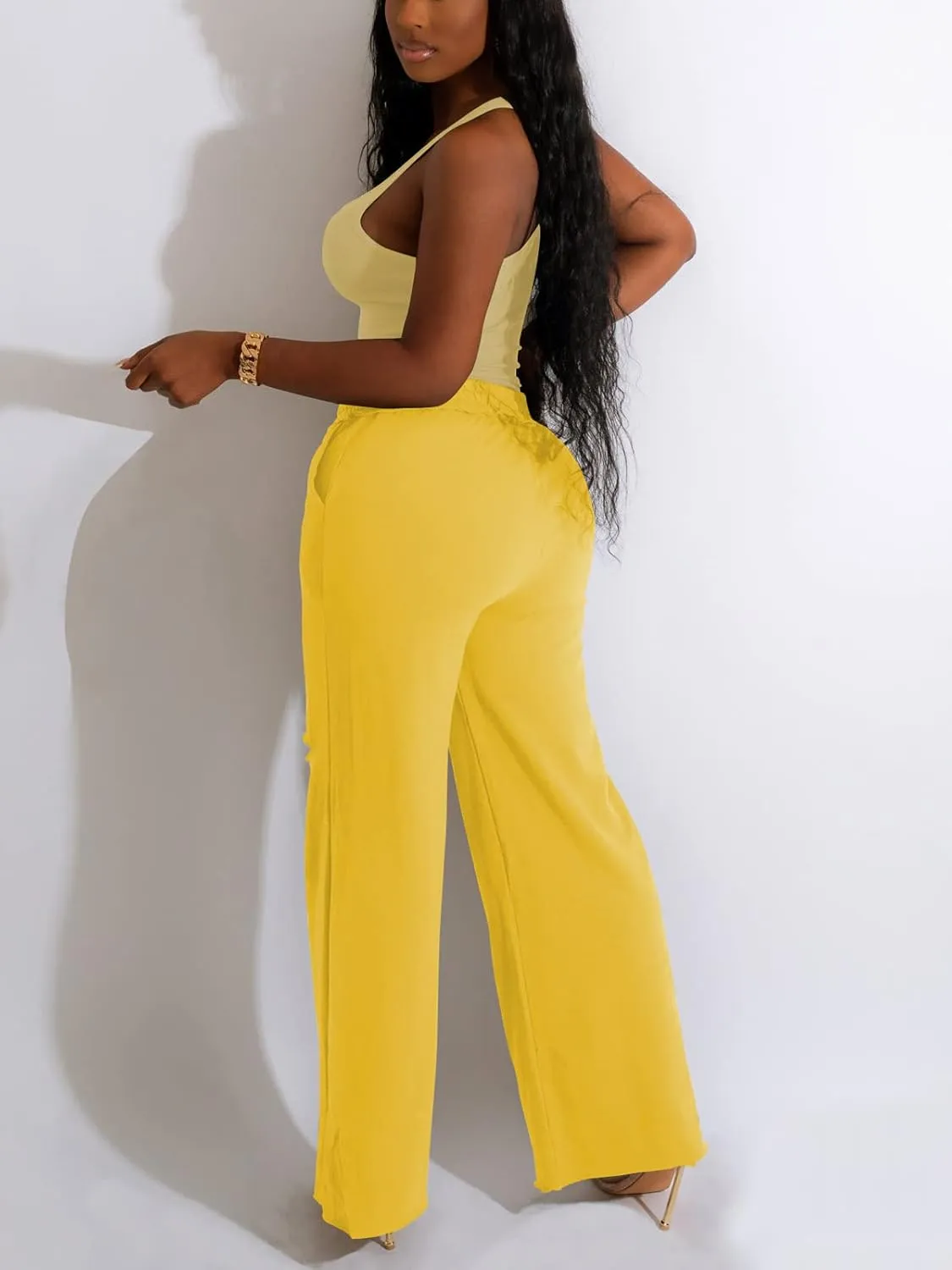 Nimsruc Two Piece Outfits For Women Casual Sleeveless Sweat Suits
