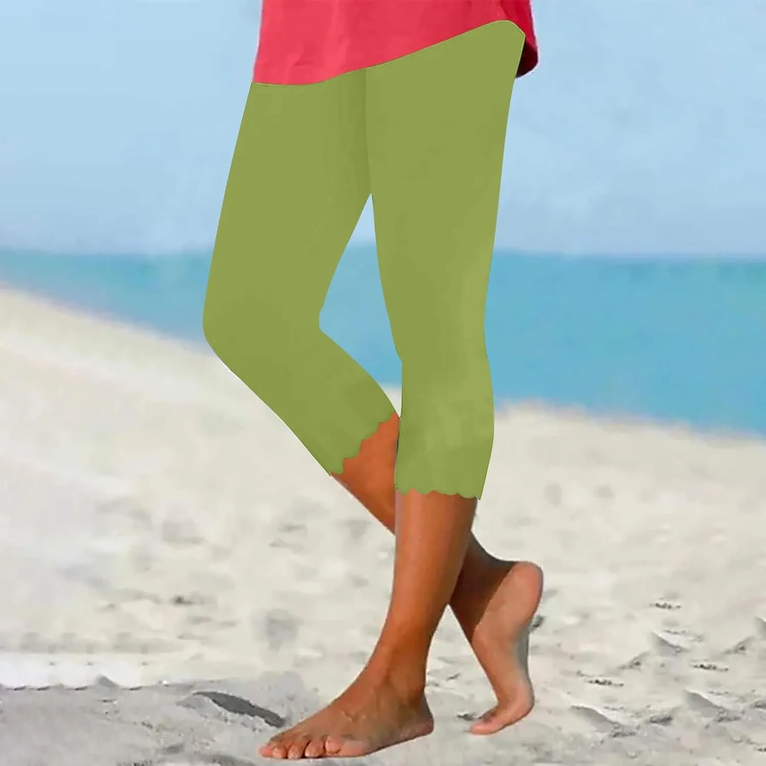 Pants for Women Pants 2024 High Waisted Yoga Capri Pants Lightweight Comfortable Solid Color Soft Casual Pants for