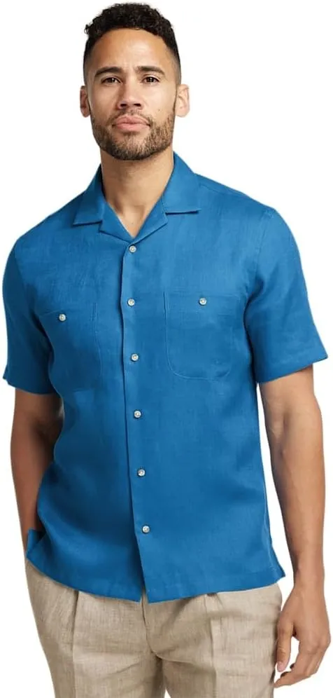 Paul Fredrick Men's Classic Fit Linen Solid Casual Shirt