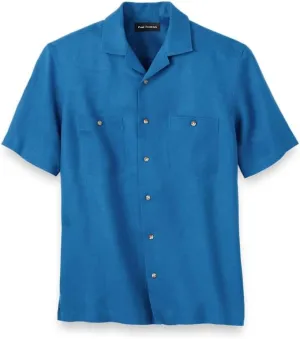 Paul Fredrick Men's Classic Fit Linen Solid Casual Shirt