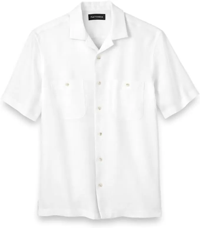 Paul Fredrick Men's Classic Fit Linen Solid Casual Shirt