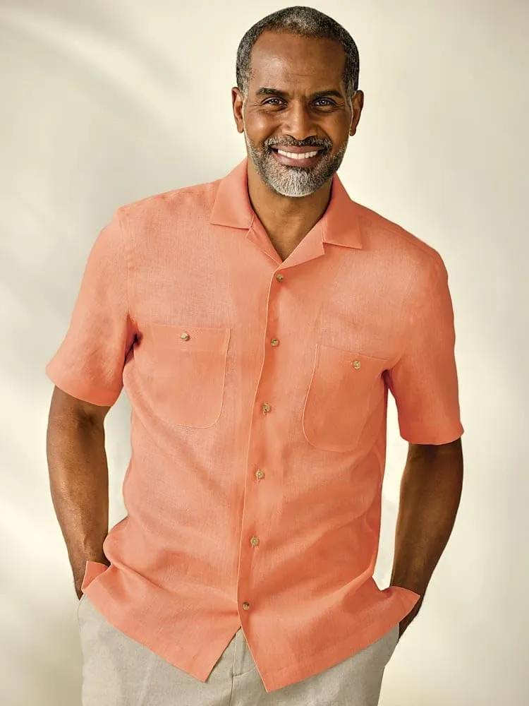 Paul Fredrick Men's Classic Fit Linen Solid Casual Shirt