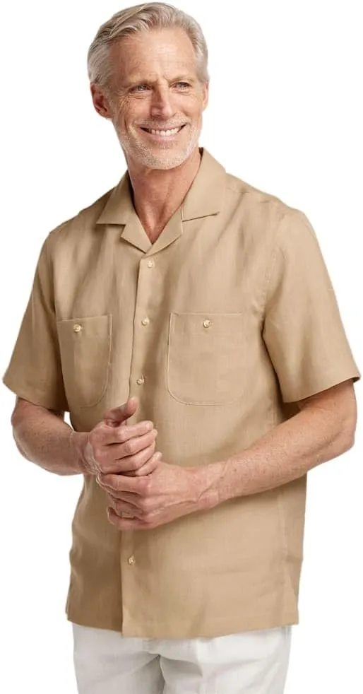 Paul Fredrick Men's Classic Fit Linen Solid Casual Shirt